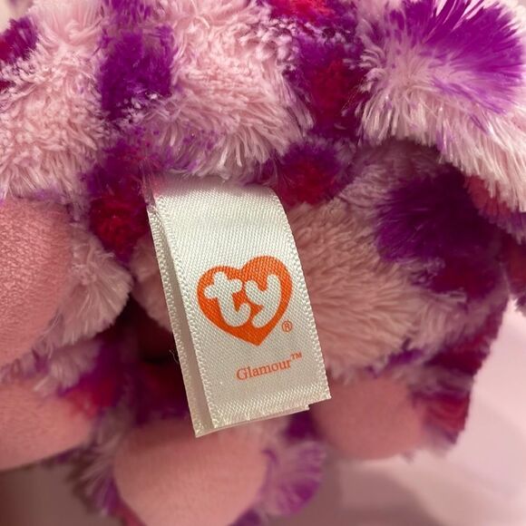 Ty Beanie Boos Glamour Leopard Plush, Pink, Medium 2015 Pink & Purple 9” tall - Picture 7 of 12